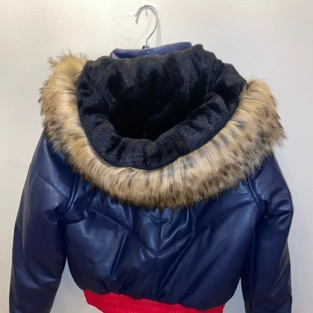 DAKOMA WOMENS PUFFER WITH FUR HOOD SIZE S WORN ONCE